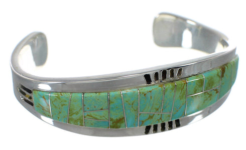 Southwestern Sterling Silver Turquoise Inlay Cuff Bracelet VX60551